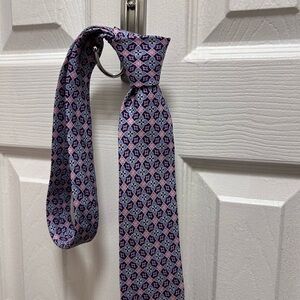 The Tie Bar Blue and Pink Patterned Tie
